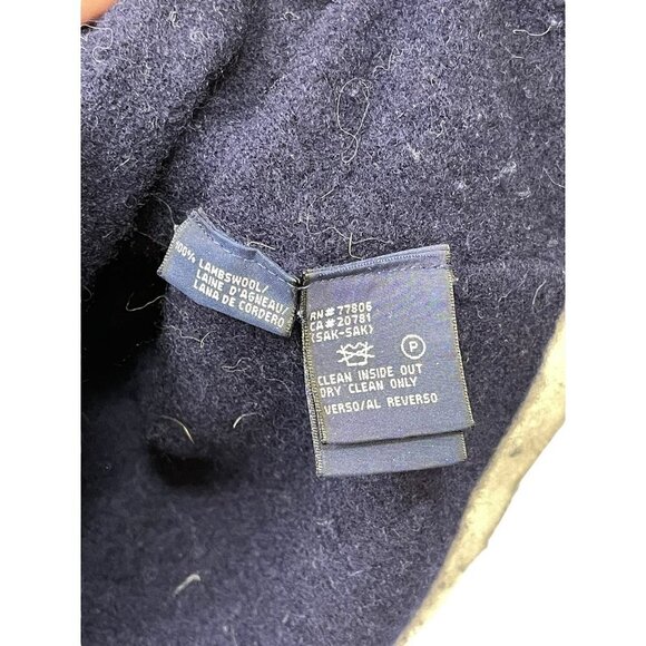 VTG TOMMY HILFIGER 100% Lambswool Logo Blue Navy Sweater Sleeve Women's Size L - Picture 3 of 5